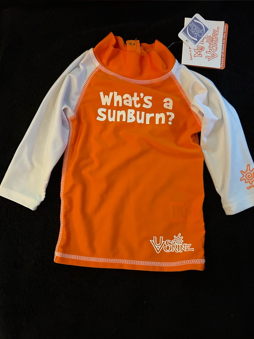 Skin Orange & White Kids Rashguard - "What's a SunBurn?"